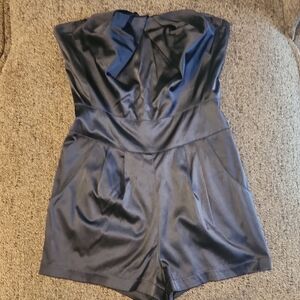 one clothing Navy Satin Strapless Romper